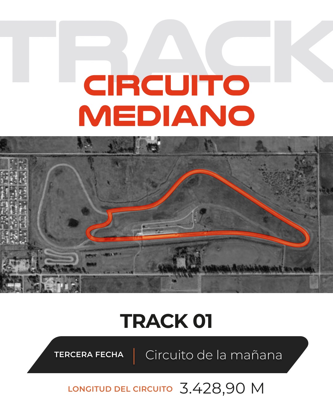 Mañana: circuito mediano del Autódromo 9 de Julio, 3.428,90 m